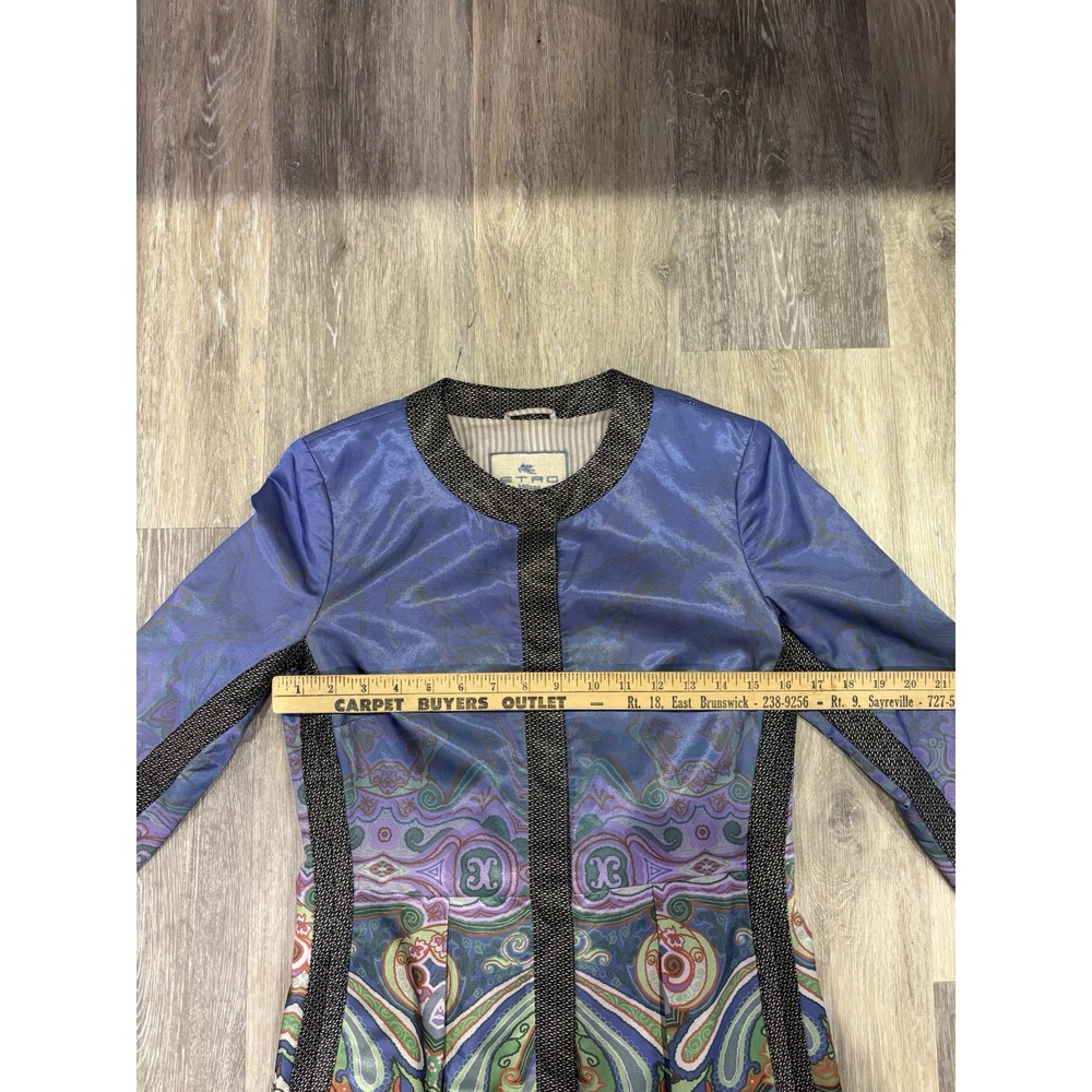 Etro Milano Paisley Printed Colorful Snap Up Coat Lined Made In Italy Size 42 - Picture 7 of 12